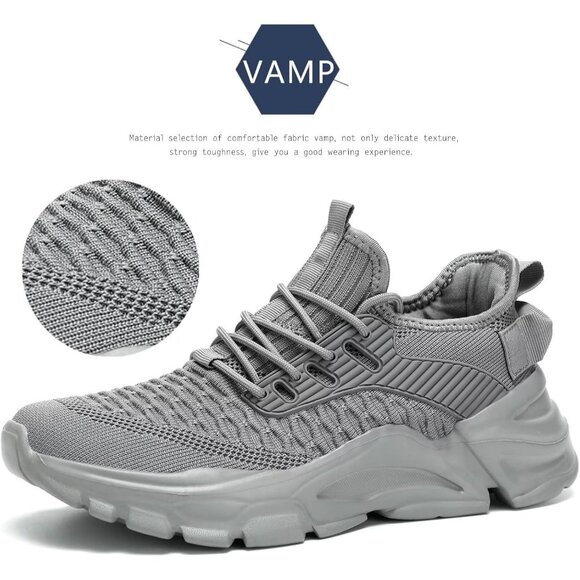 ⚡Men\'s Grey Breathable Lightweight Slip Resistant Athletic Gym Work Shoes main image 7